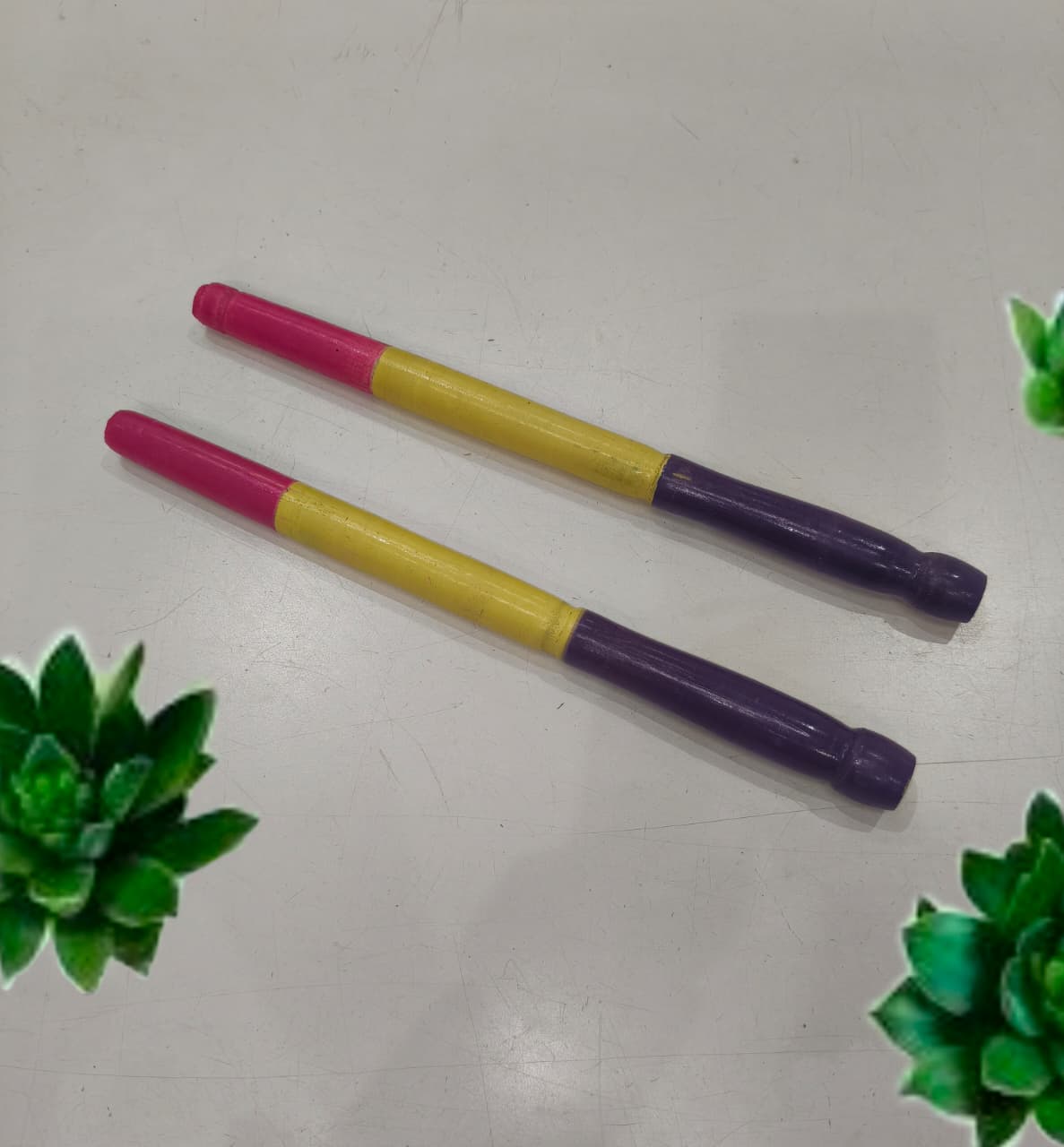 Multicolor Wooden Dandiya Sticks Pair 1 Set.