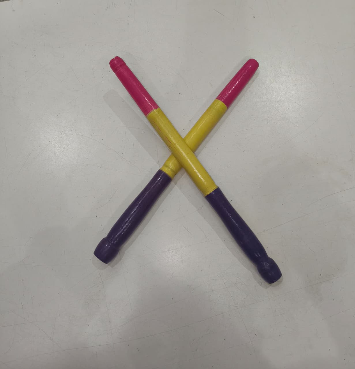 Multicolor Wooden Dandiya Sticks Pair 1 Set.