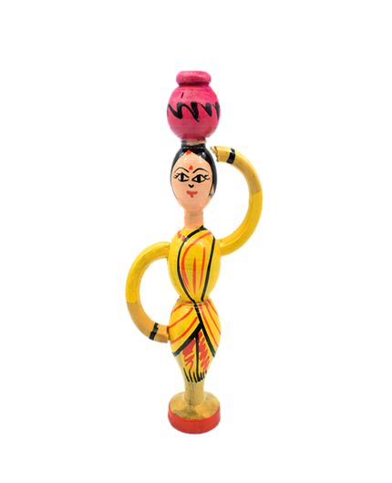 Wooden Pot Lady Doll
