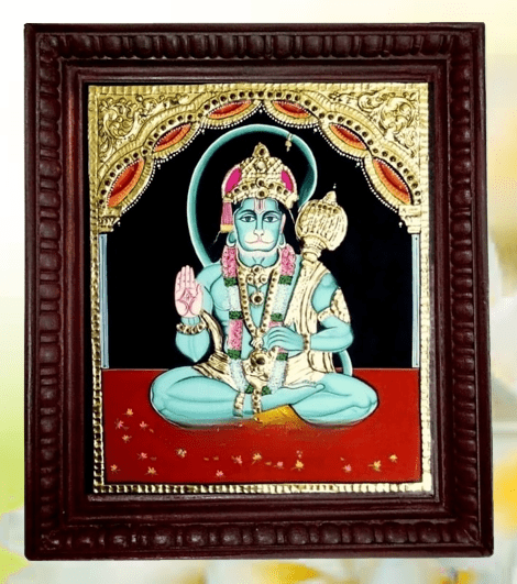 Hanuman Tanjore Painting in Padmasana
