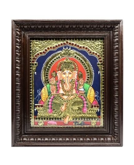 Lord Ganapathi Tanjore Paintings Gold Foil Photo Frame
