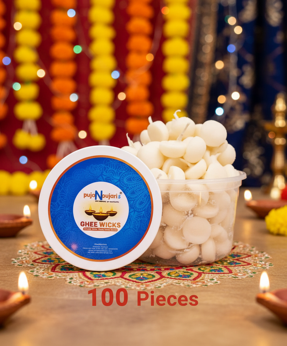 Readymade Ghee Wicks Diya Batti - 100 Pcs