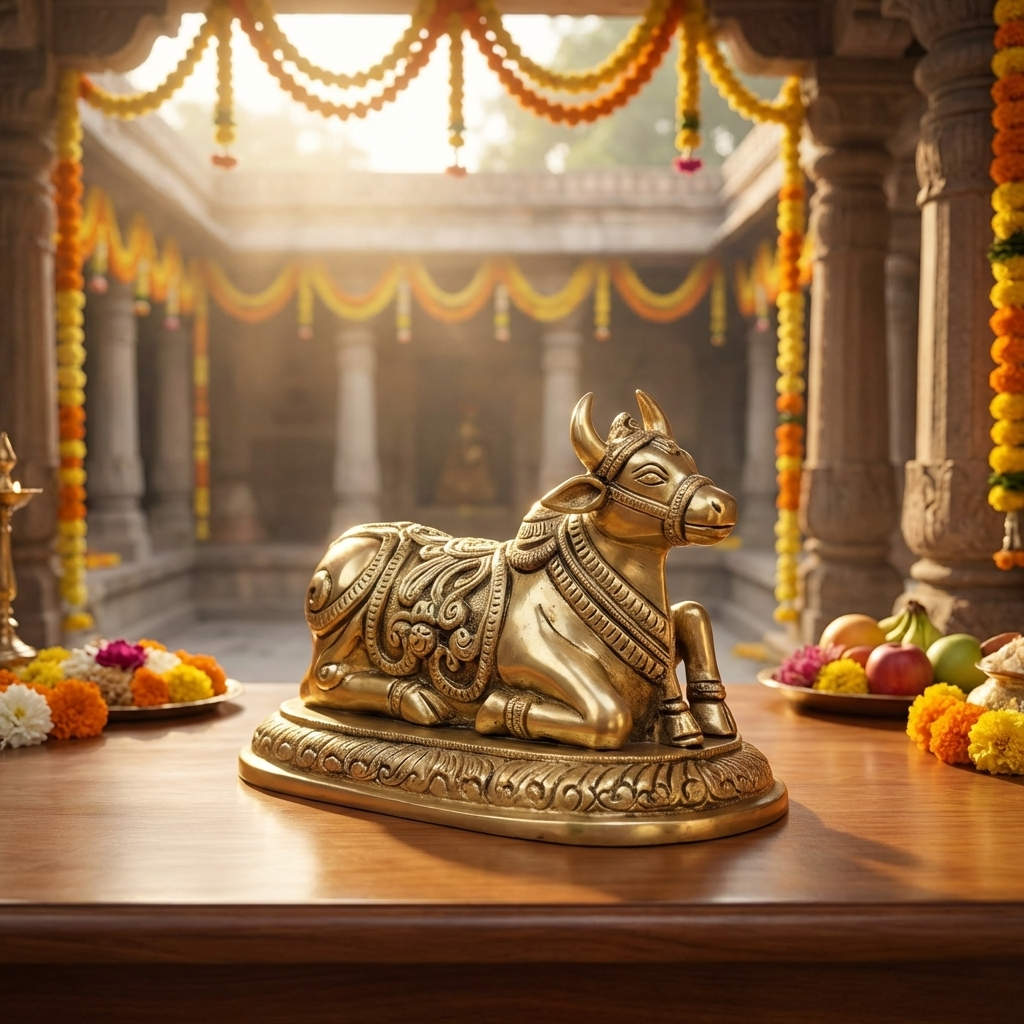 Brass Nandi Idols for Puja and Home Decor