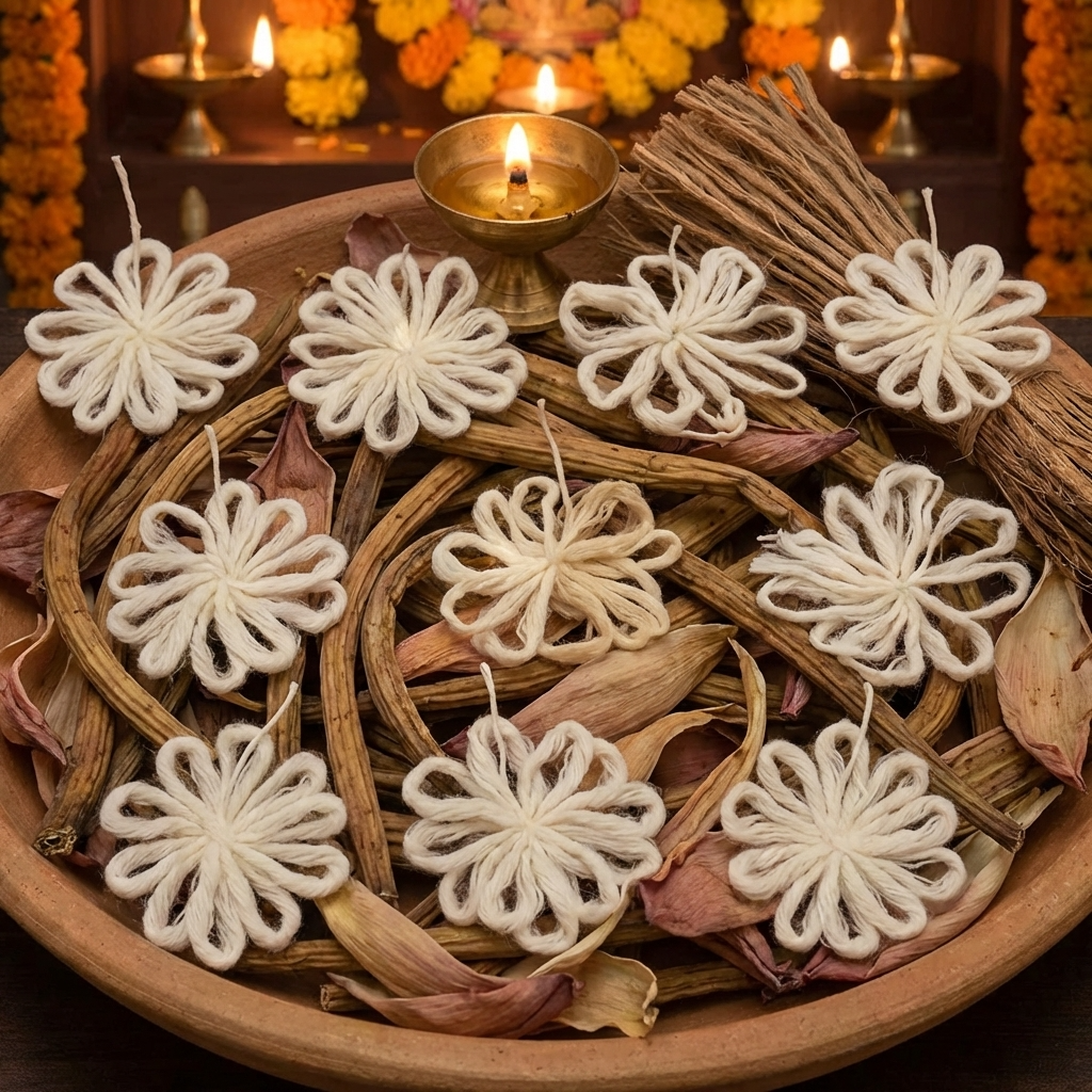 Lakshmi Tamara Vattulu/Thamarai Thiri/Lotus Kamal Steam Wicks for Puja (Pack of 10)