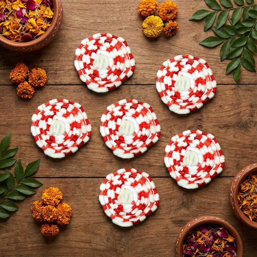 Gejje Vastra Or Cotton Vastramala - Kapus Vastra Coloured (Set of 6 Vastramala).Pavitra Puja Kapus Vastra