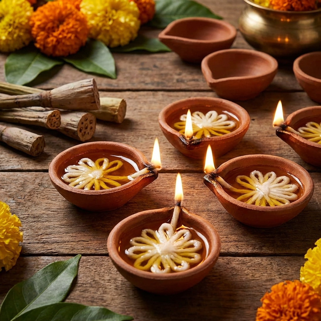 Lakshmi Tamara Vattulu/Thamarai Thiri/Lotus Kamal Steam Wicks for Puja (Pack of 10)