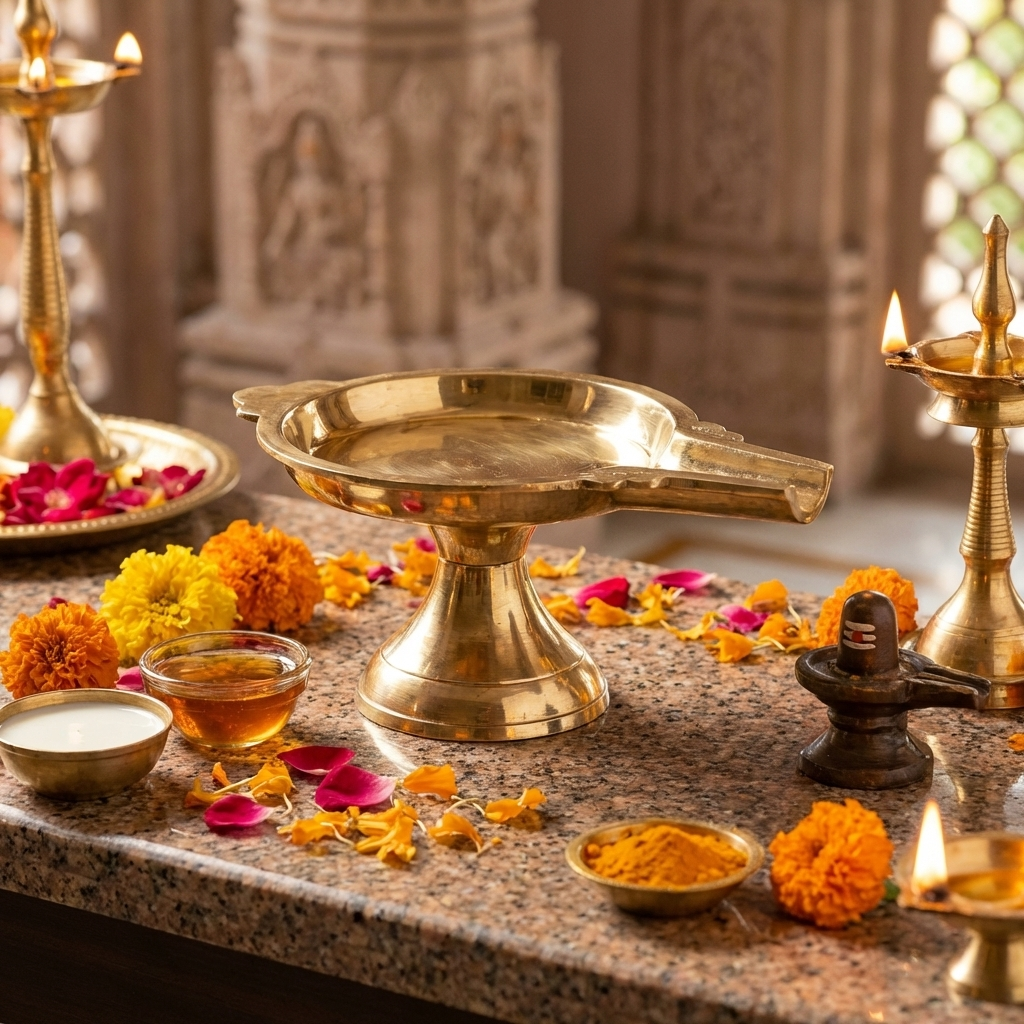 Brass Abhishekam Stand Patra Plate