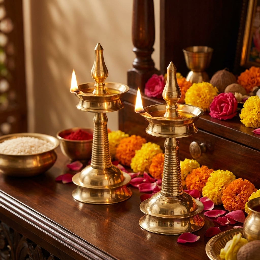 Brass Kerala nilavilakku Diya Traditional Lamps
