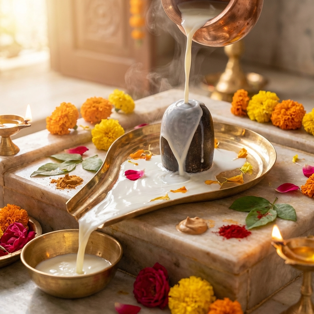 Round Design Plain Brass Abhishekam Plate Patra for God Idols (17 CMS )