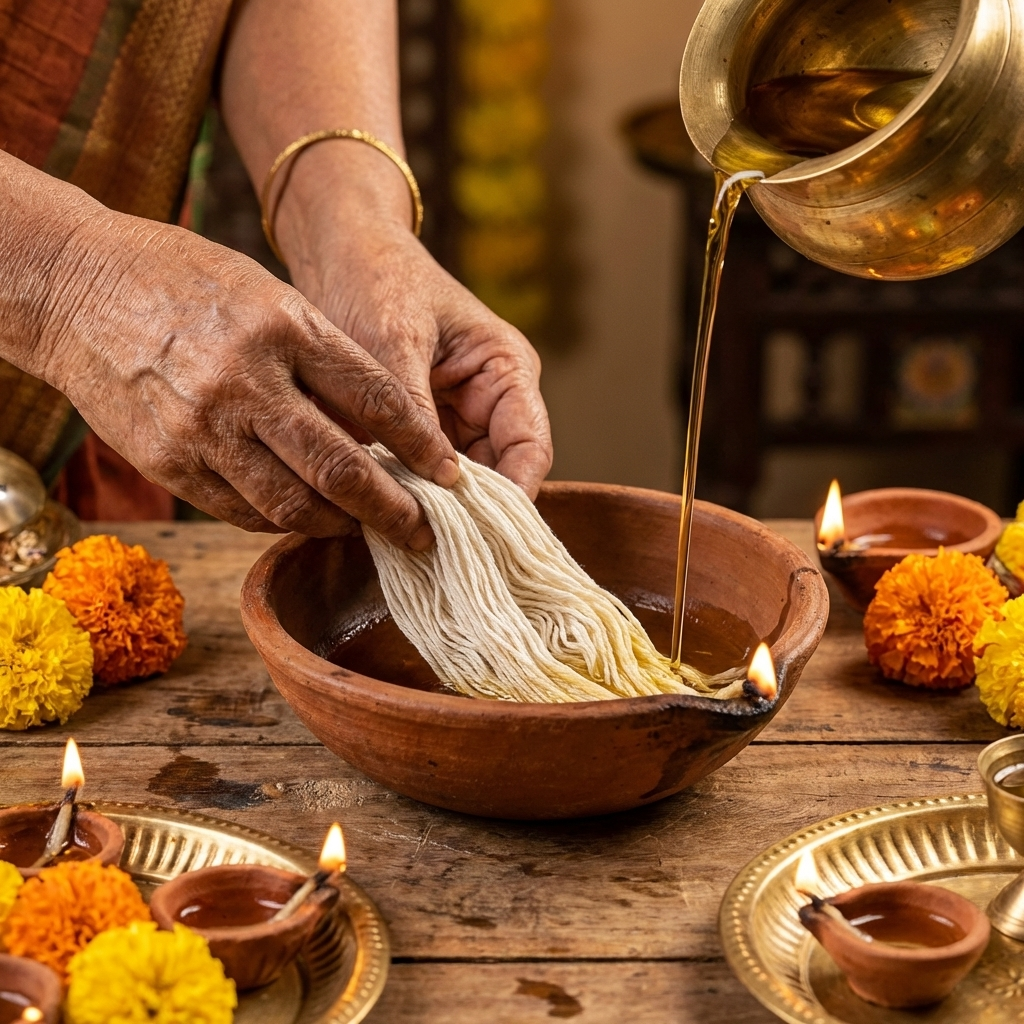 108 Vathulu- Karthika Masam Vathulu- 108 Cotton Wicks for Karthika Deepam Pooja (Pack of 5).