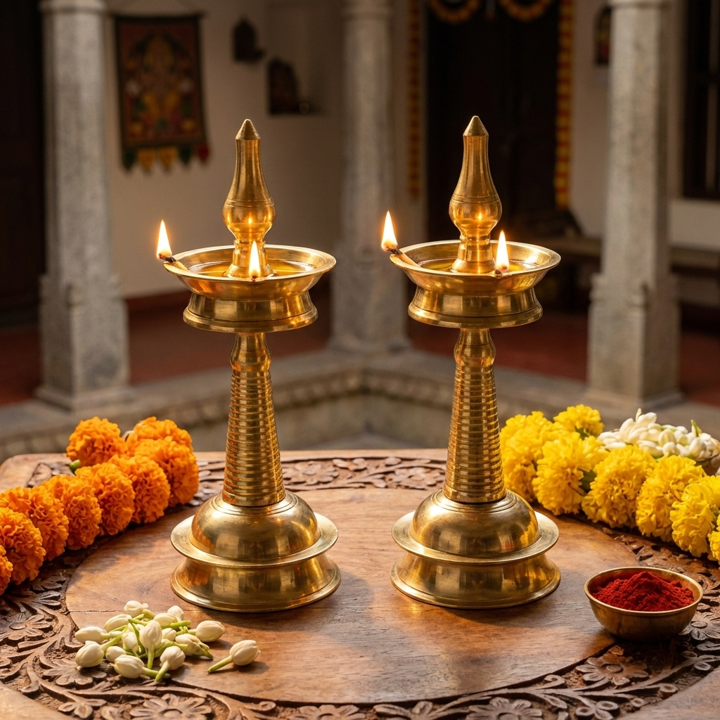 Brass Kerala nilavilakku Diya Traditional Lamps