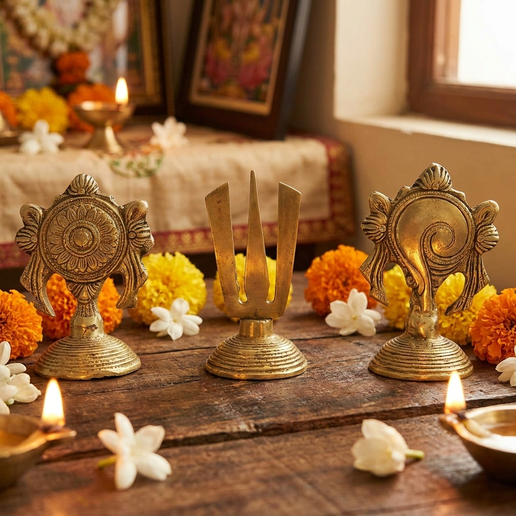 Shanku Chakra Namam Lord Vishnu Balaji Auspicious Holy Symbol Decor Set