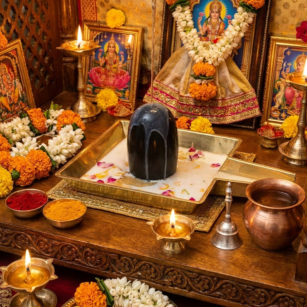 Square Design Brass Abhishek Plate for Puja(40cm)