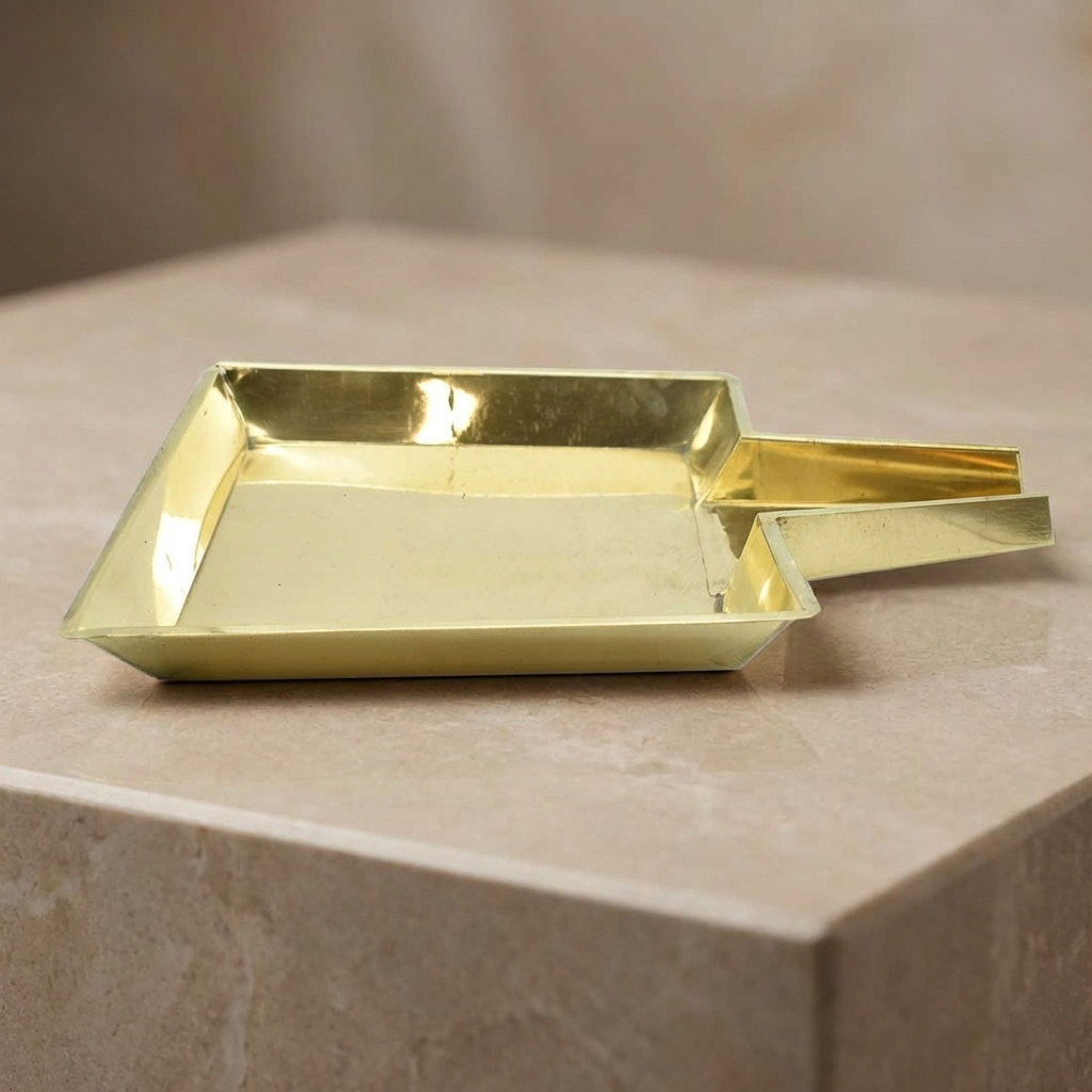 Square Design Brass Abhishekam Plate Patra for Shivalingam and God Idols(29)