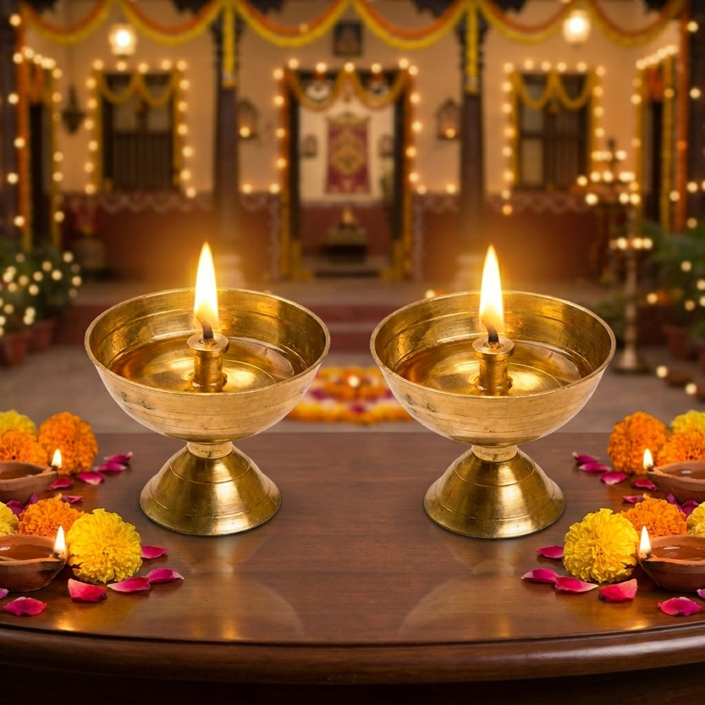 Brass Kamal Akhand Oil Lamp,Diwali diya