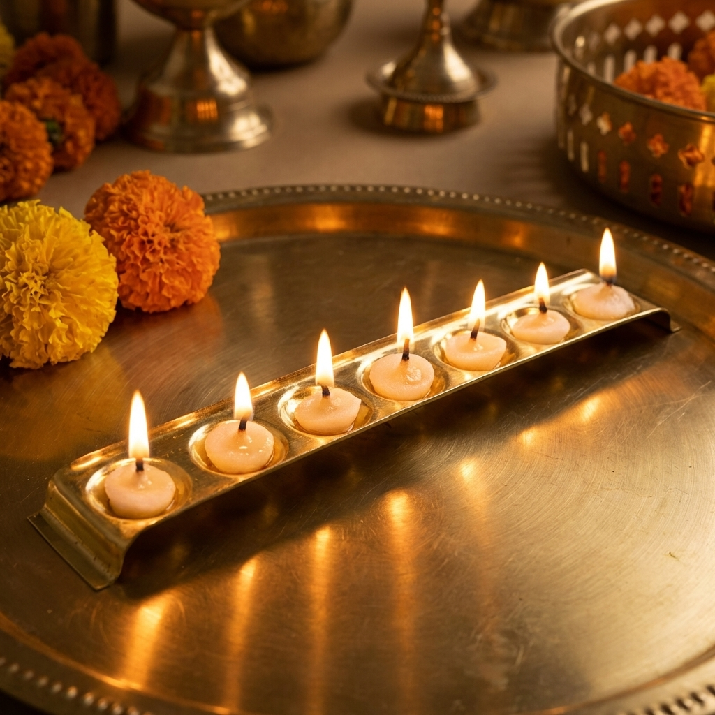 Brass Rectangular Ghee Diya Holder