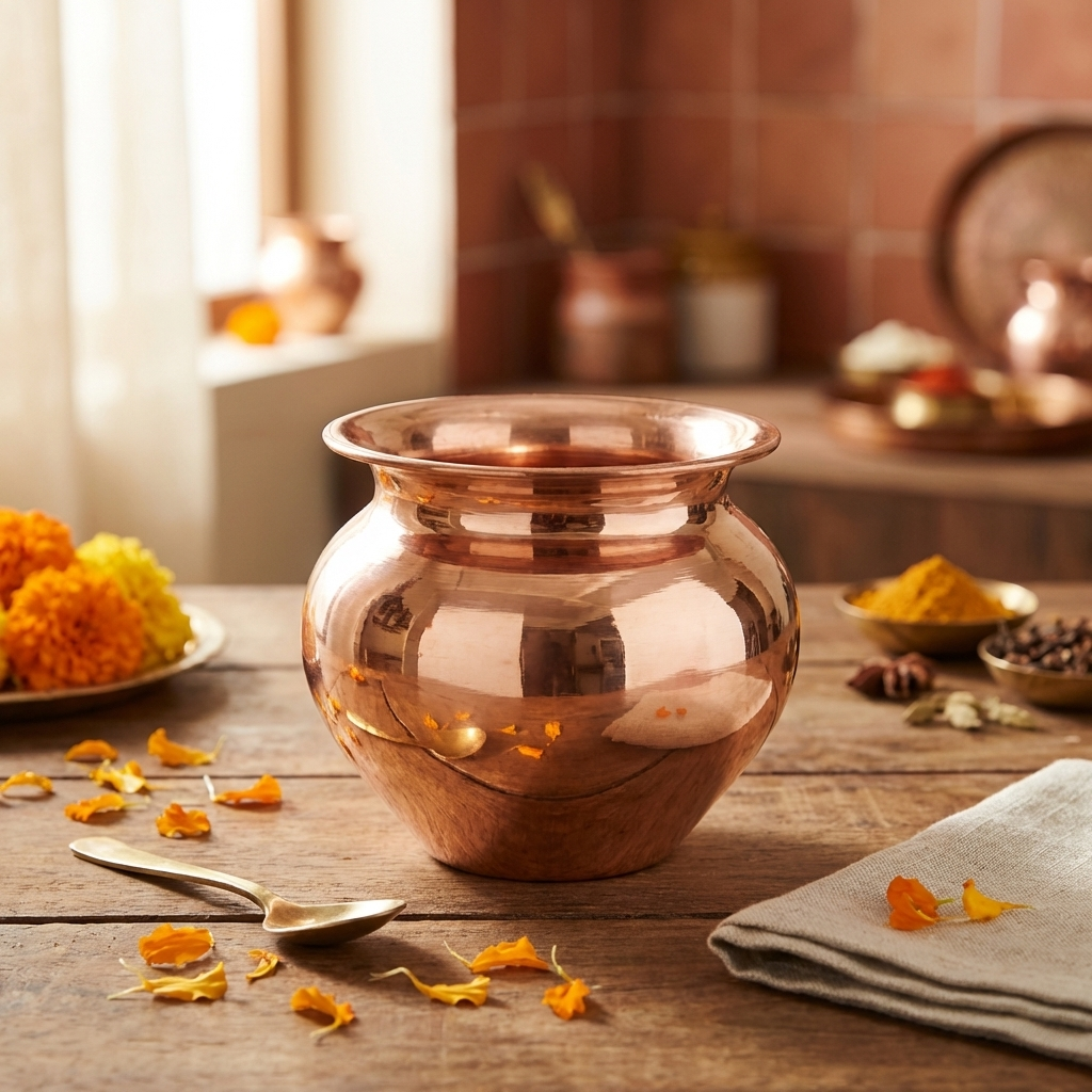 Copper Lota 500 ml & Copper Kalash for Pooja | Pure Copper Puja Lota Online