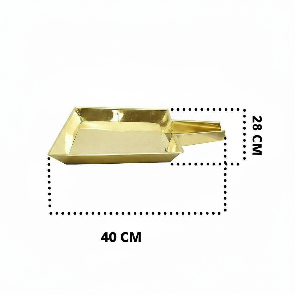 Square Design Brass Abhishek Plate for Puja(40cm)