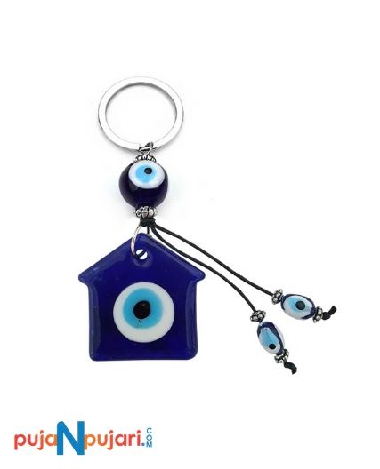 Evil Eye House Good Luck Blue Keychain