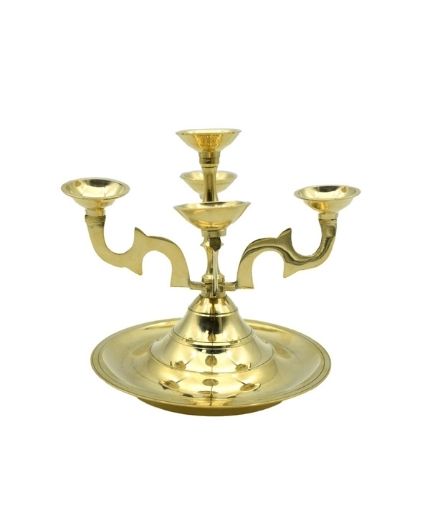 Brass Pancha Aarti Diya for Pooja Room