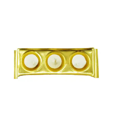 Rectangle Design Brass Ghee Diya Holder Small