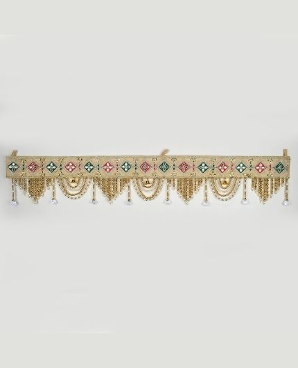 Toran with Gold Beads Mirror Work for Door