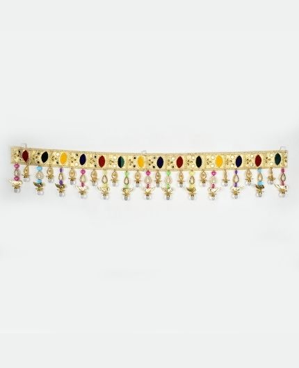 Handmade Wall Door Multicolor Parrot with Golden Beads Toran