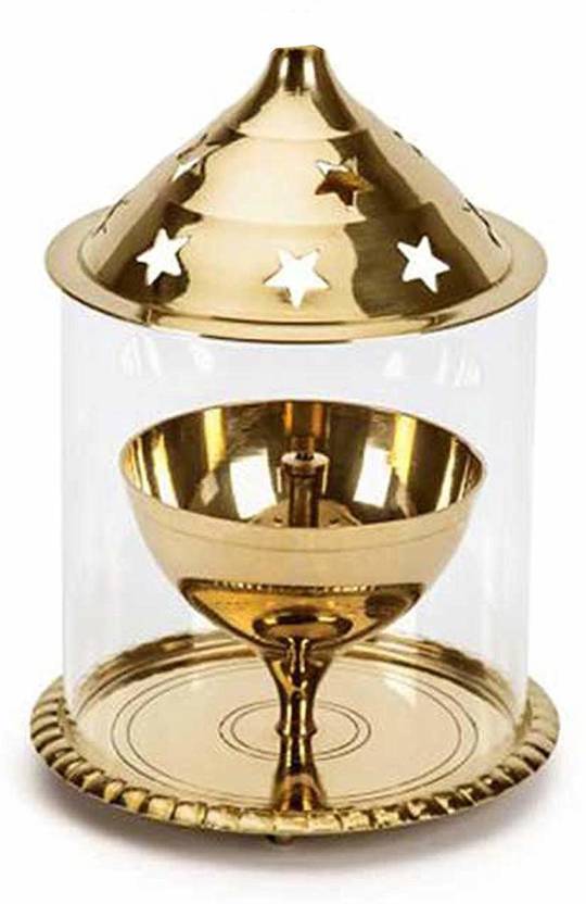 Akhand Diya with Glass Cover for Pooja & Diwali Decoration
