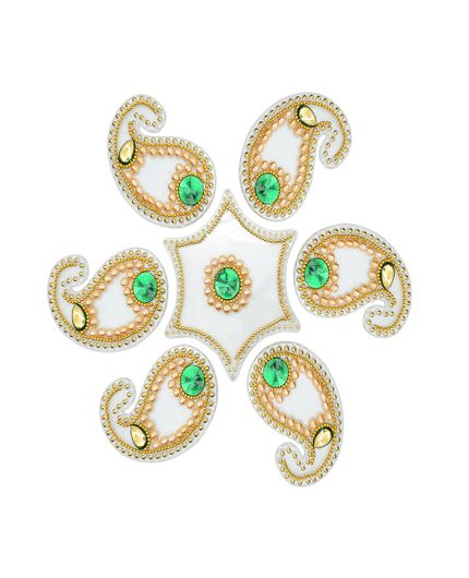 Handcrafted White Decorative Kundan Acrylic Rangoli Set