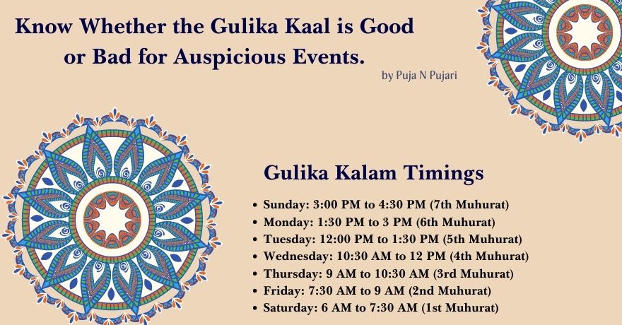 Gulika Kalam Today’s Timings and Also Know Whether the Gulika Kaal is Good or Bad for Auspicious Events.