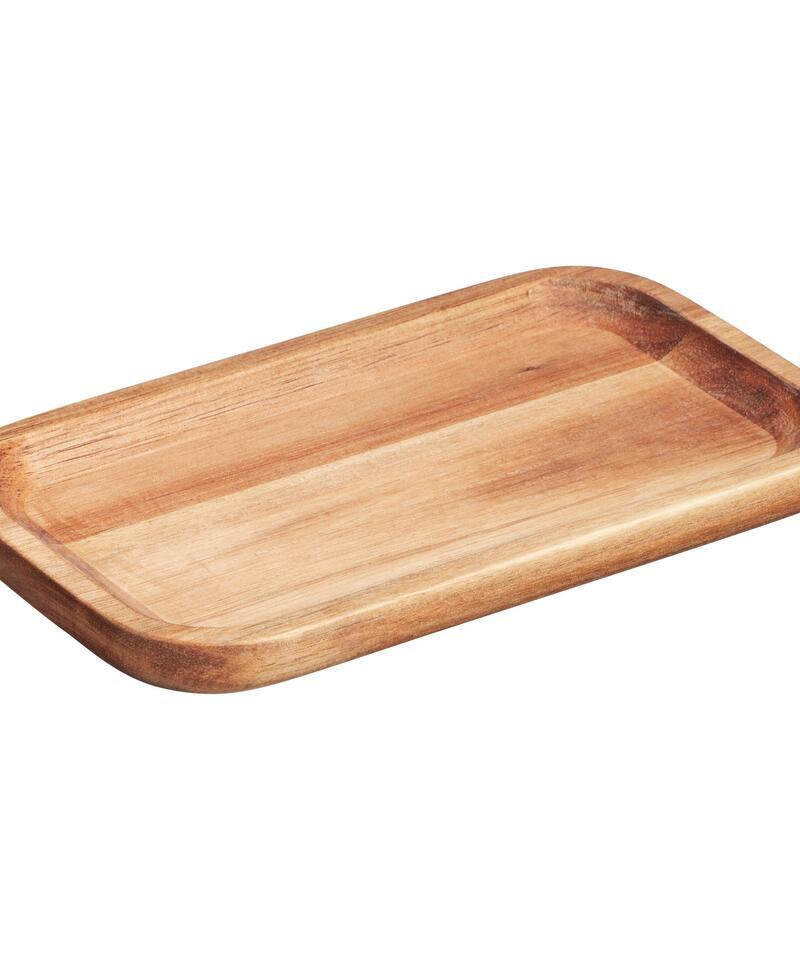 Stylish Wooden Serving Tray-Light-brown rectangular wooden tray