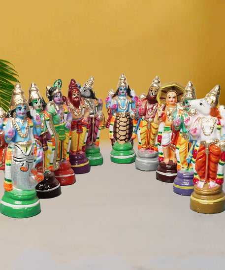 Dashavataram Golu Dolls Set OF 10-(6 inch HEIGHT)
