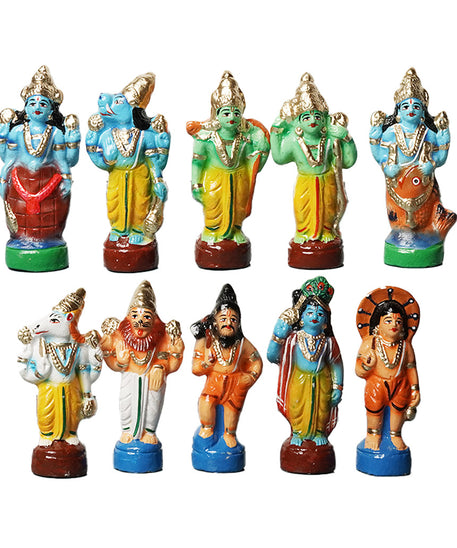 Dashavatar of Lord Vishnu Golu Dolls Set of 10-(6 INCH HEIGHT)