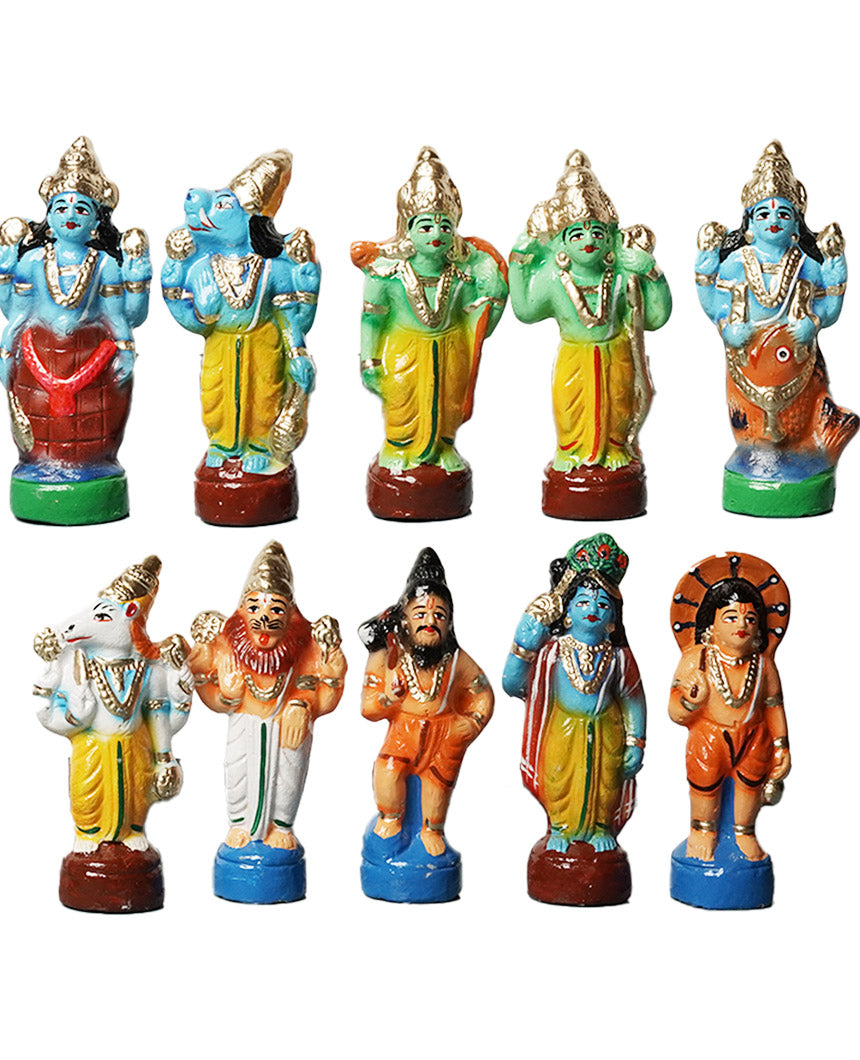 Dashavatar of Lord Vishnu Golu Dolls Set of 10-(6 INCH HEIGHT)