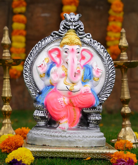 Eco Friendly clay Ganesha in Sinhasana -1.2 Feet