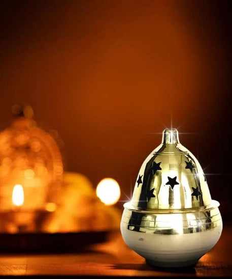 Apple Shape Brass Akhand Diya Oil Lamp for Pooja, Home Temple and Diwali