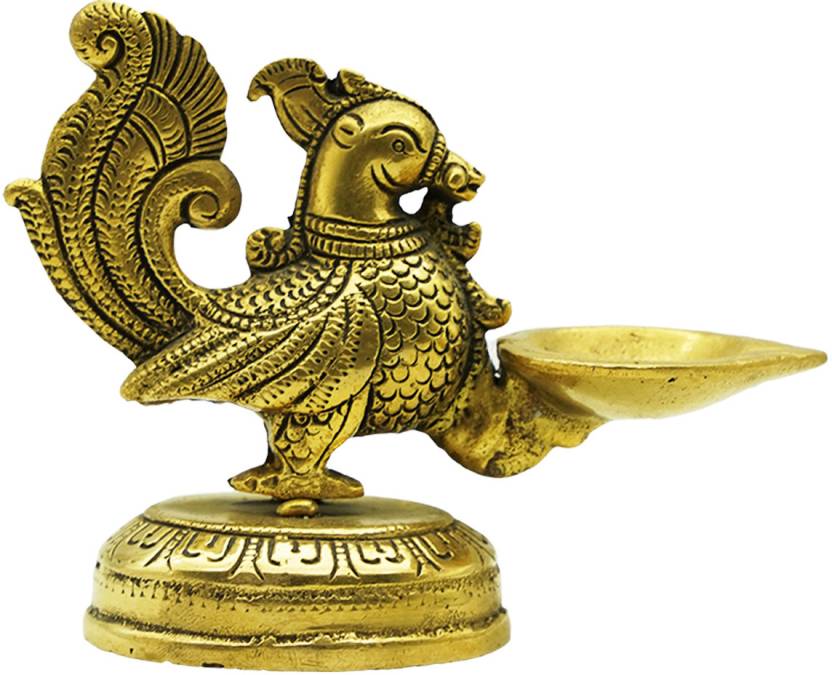 Brass Peacock Diya Deepak Oil Lamp For Pooja &amp; Home Decoration