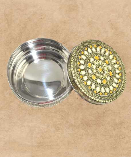 Steel Container Box – Meenakari Storage Box | Multicolour | Pack of 1