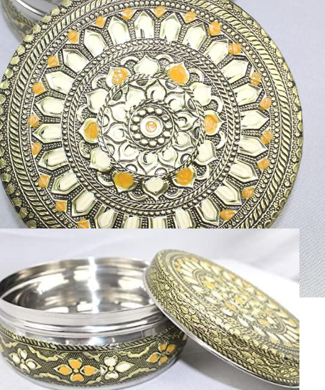 Steel Container Box – Meenakari Storage Box | Multicolour | Pack of 1