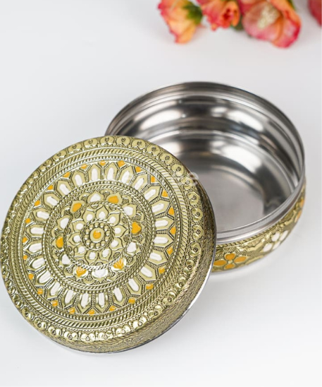 Steel Container Box – Meenakari Storage Box | Multicolour | Pack of 1