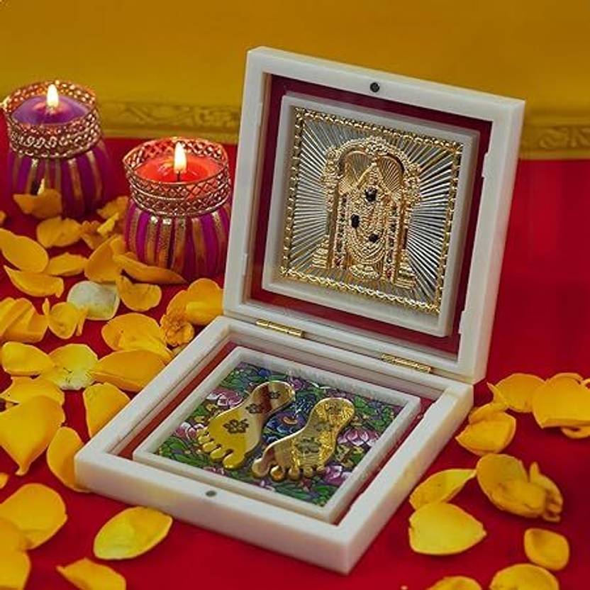 Tirupati Balaji Photo Frame with Shubh Labh Charan Paduka Decorative Showpiece