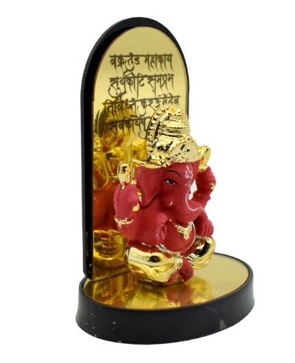 Ganesh Idol for Car Dashboard with Wooden Base