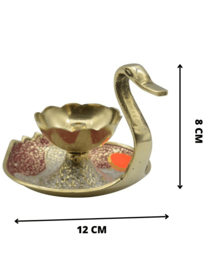 Brass Diya Lamp Kuber Deepak With Swan Design- Puja N Pujari