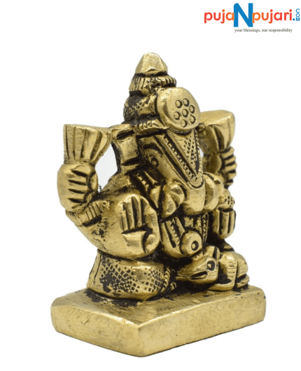 Brass Lord Ganesha Idol for Good Luck -Puja N Pujari