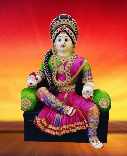 lakshmi idol for varalakshmi vratham in pink saree