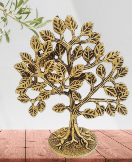 Brass Kalpavriksha Tree of Life /Tree in Antique Golden Finish , Height 15 cm.