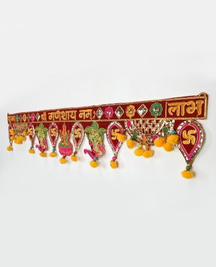 Velvet Lakshmi Ganesh Toran for Home Decoration