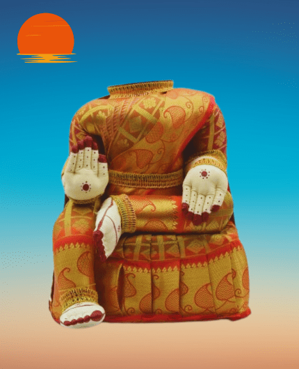 Varamahalakshmi Idol With Red And Gold Saree- Puja N Pujari