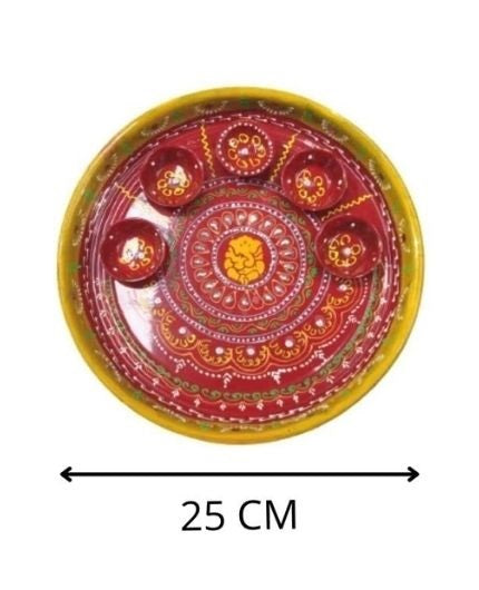 Hand Painted Ganesh Design Aarti Pooja Thali