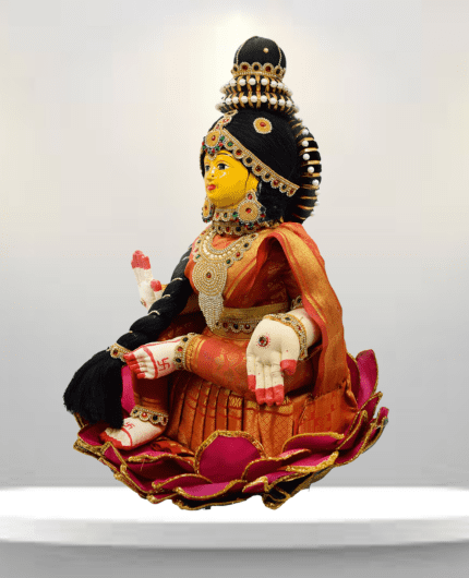 varamahalakshmi doll with full decoration in orange
